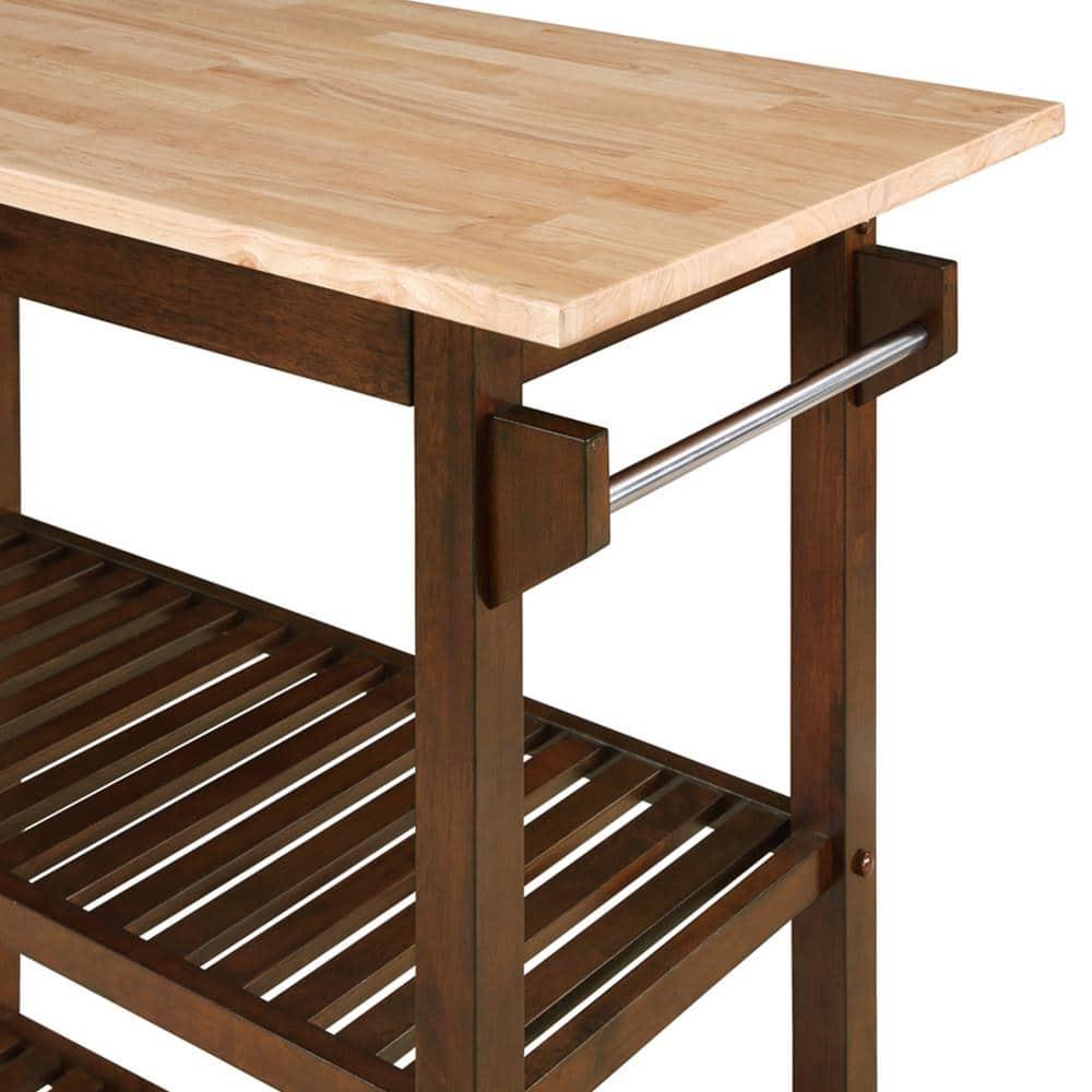 Convenience Concepts Designs2Go 3 Tier Butcher Block Kitchen Prep Island with Drawer, Espresso/Butcher Block