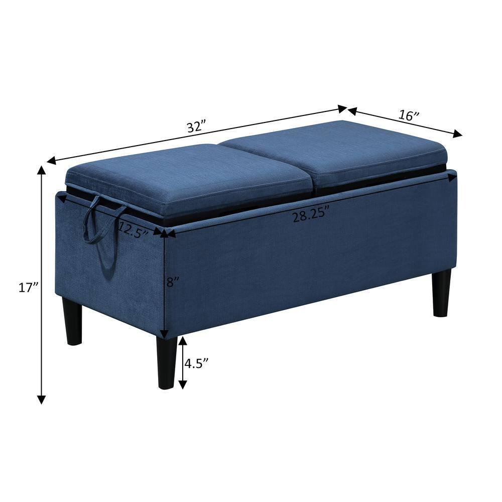 Convenience Concepts Designs4Comfort Magnolia Storage Ottoman with Reversible Trays, Dark Blue Corduroy