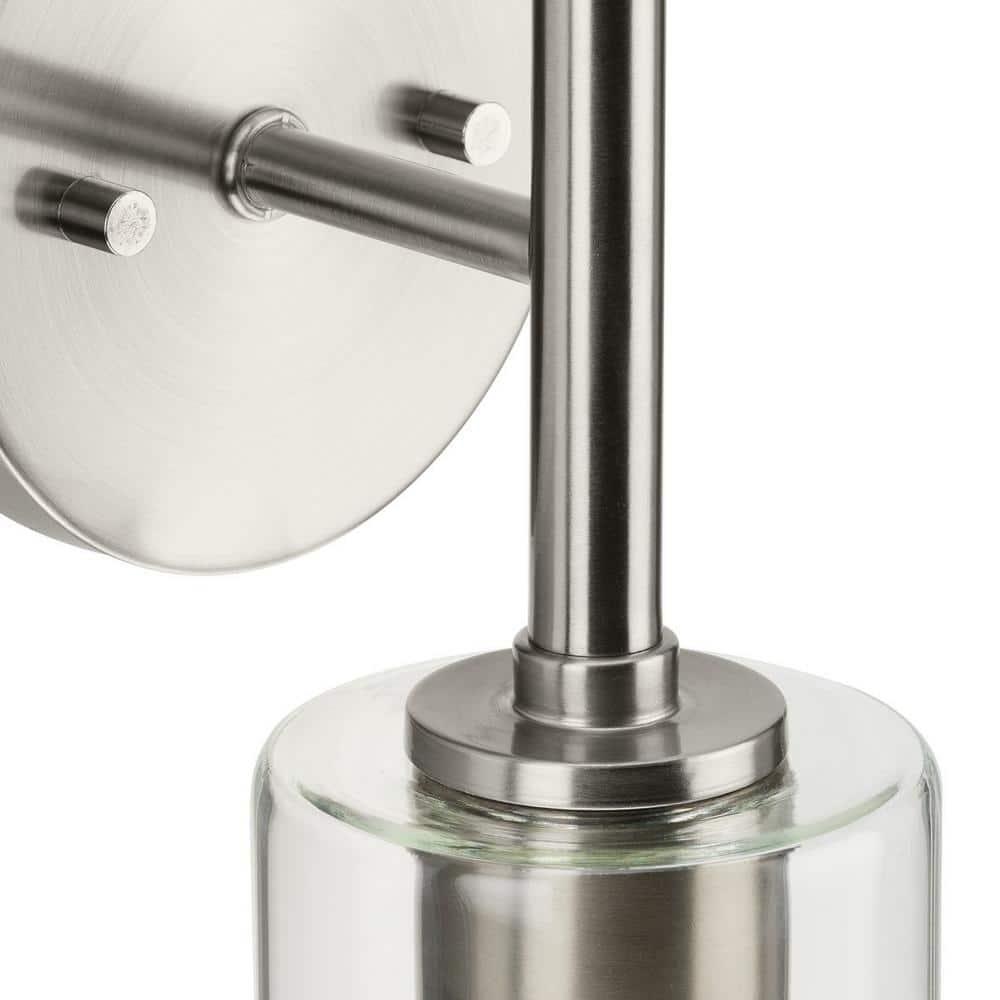 Progress Lighting Cofield 2-Light Wall Bracket, Brushed Nickel, Cylindrical Glass Shade