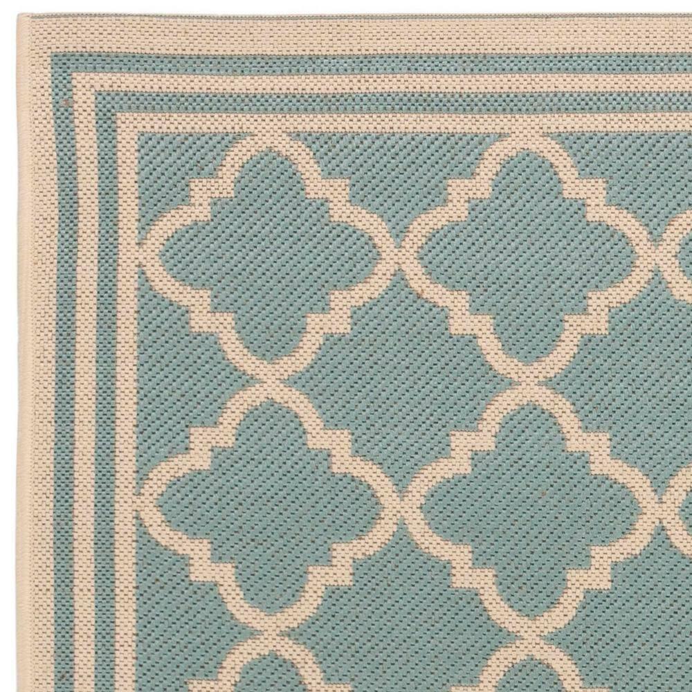 SAFAVIEH Beach House Nima Trellis Indoor/Outdoor Area Rug Aqua/Cream, 5'3" x 7'6"
