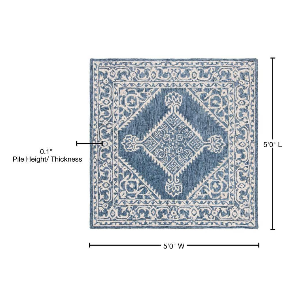 Micro-Loop MLP605 Hand Tufted Area Rug - Blue/Ivory - 5'x5' - Safavieh.
