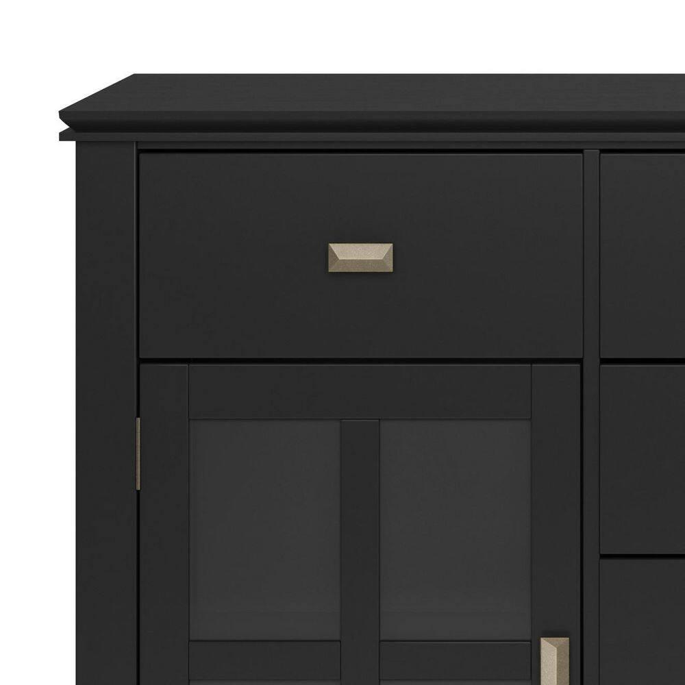 Simpli Home Artisan 54"W Solid Wood Sideboard Buffet with Tempered Glass Doors and 6 Drawers