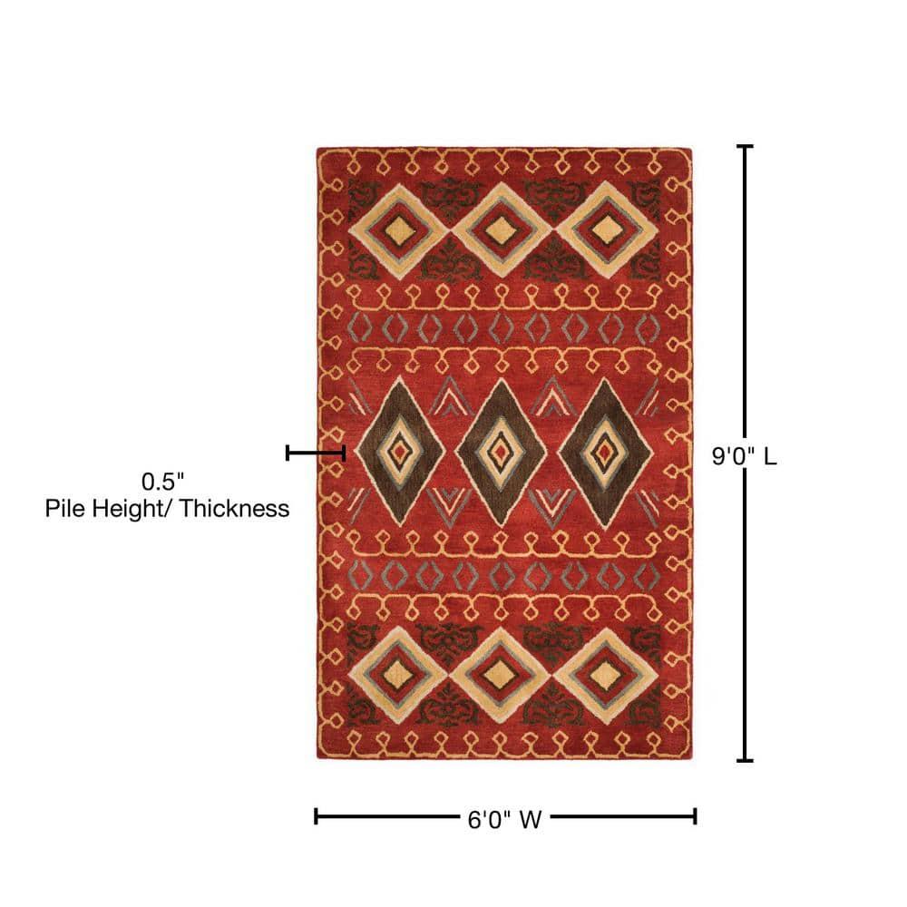 Heritage Red/Multi 6 ft. x 9 ft. Border Lodge Area Rug