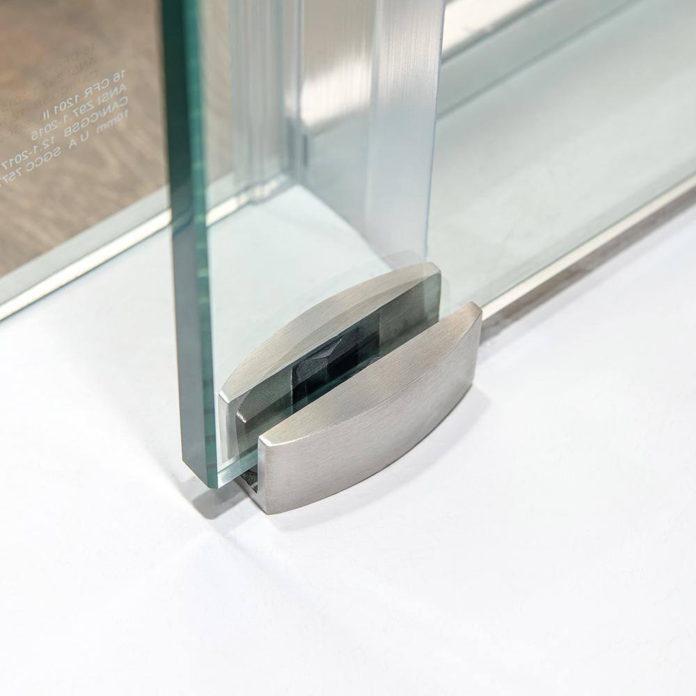 WoodBridge Frameless Single Sliding Shower Doors, 56-60" W X 62" H With 5/16" Clear Tempered Glass And Explosion-Proof Film MSDF6062-B