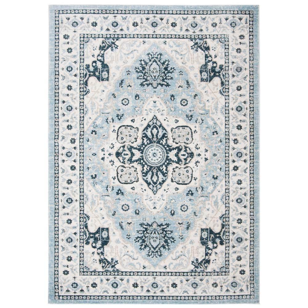 Isabella ISA936 Power Loomed Area Rug - Light Blue/Cream - 8'x10' - Safavieh