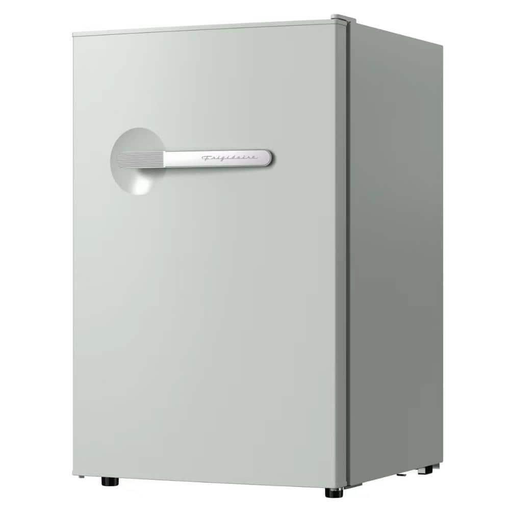 Frigidaire 4.5 cu. ft. retro compact fridge built-in side bottle opener W: 21.65" x L: 22.24" X H: 32.91" (Sage)