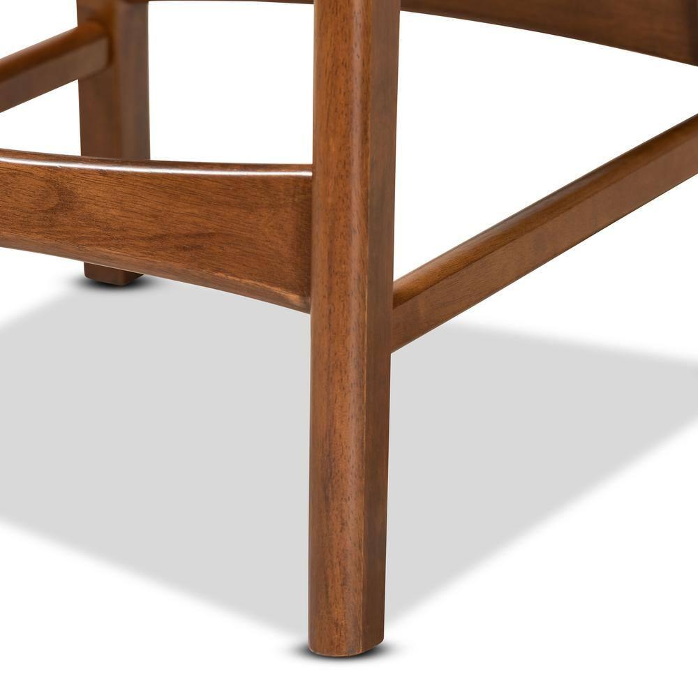 2pc Katya Fabric Upholstered and Wood Counter Height Barstool Set Brown - Baxton Studio: Walnut Finish, Foam Padded