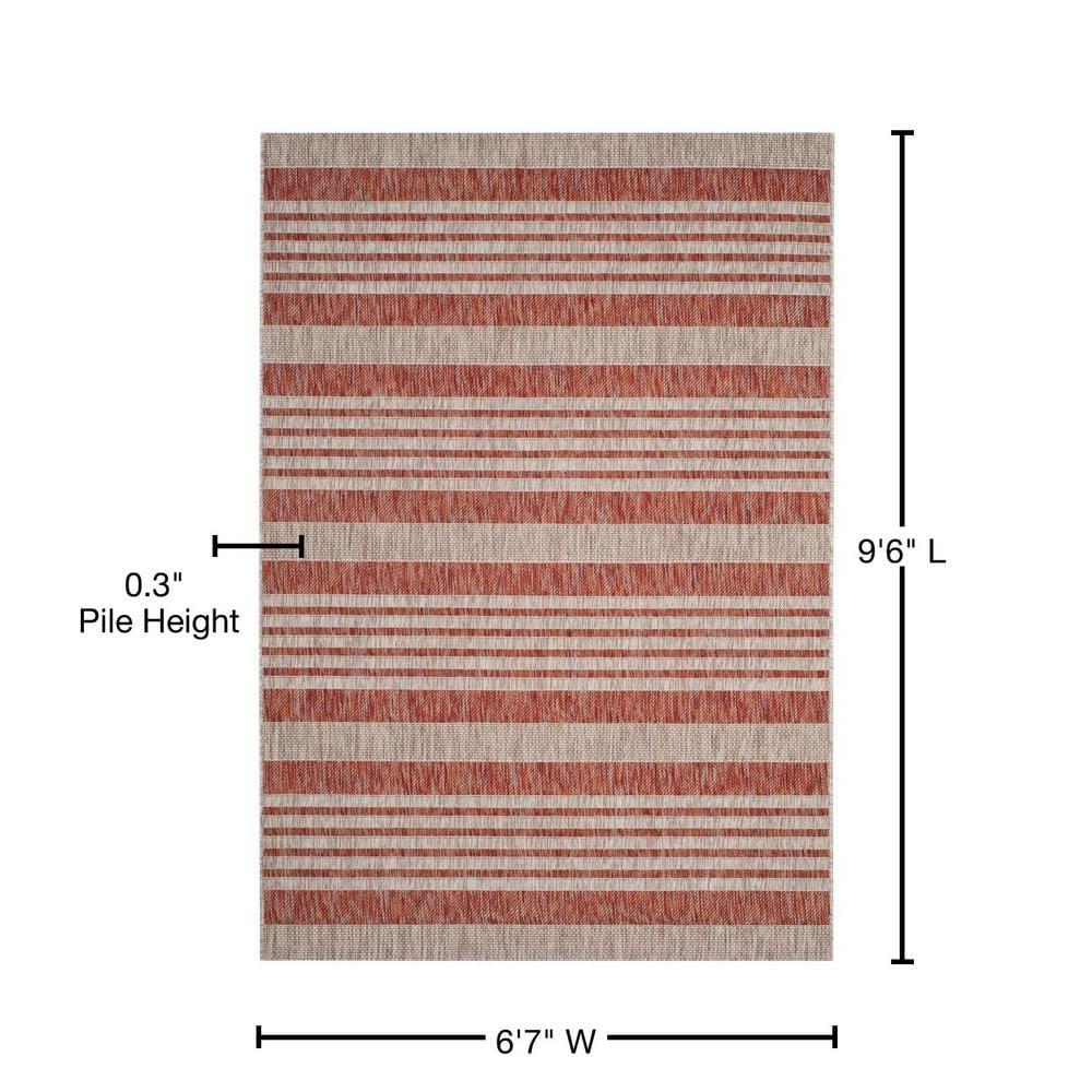 Courtyard CY8062 Power Loomed Indoor and Outdoor Area Rug - Red/Beige - 6'7"x9'6" - Safavieh