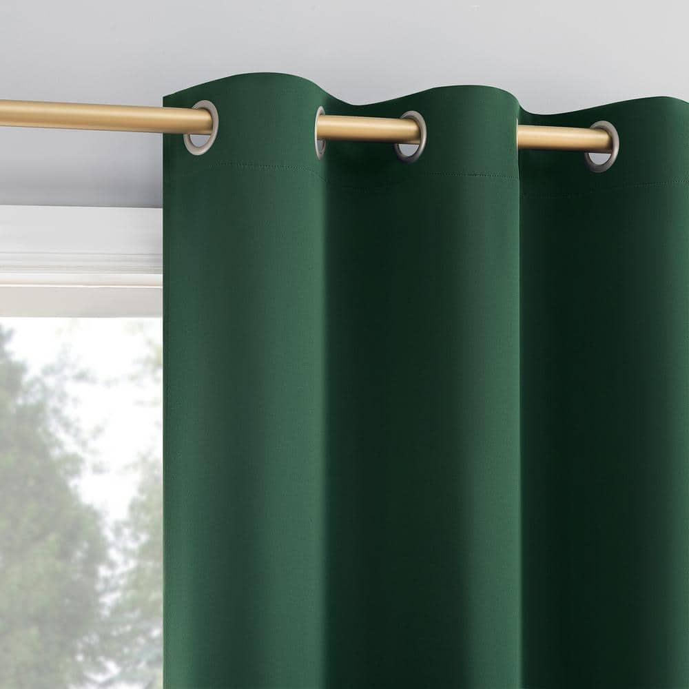 40"x95" Sun Zero Blackout Kenneth Energy Saving Grommet Curtain Panel Evergreen: Modern, Thermal Insulated, Noise Reduction