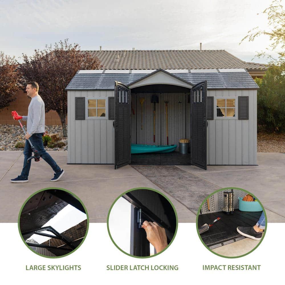 Lifetime 15 Ft. x 8 Ft. High-Density Polyethylene Outdoor Storage Shed with Steel-Reinforced Construction & Reviews | Wayfair