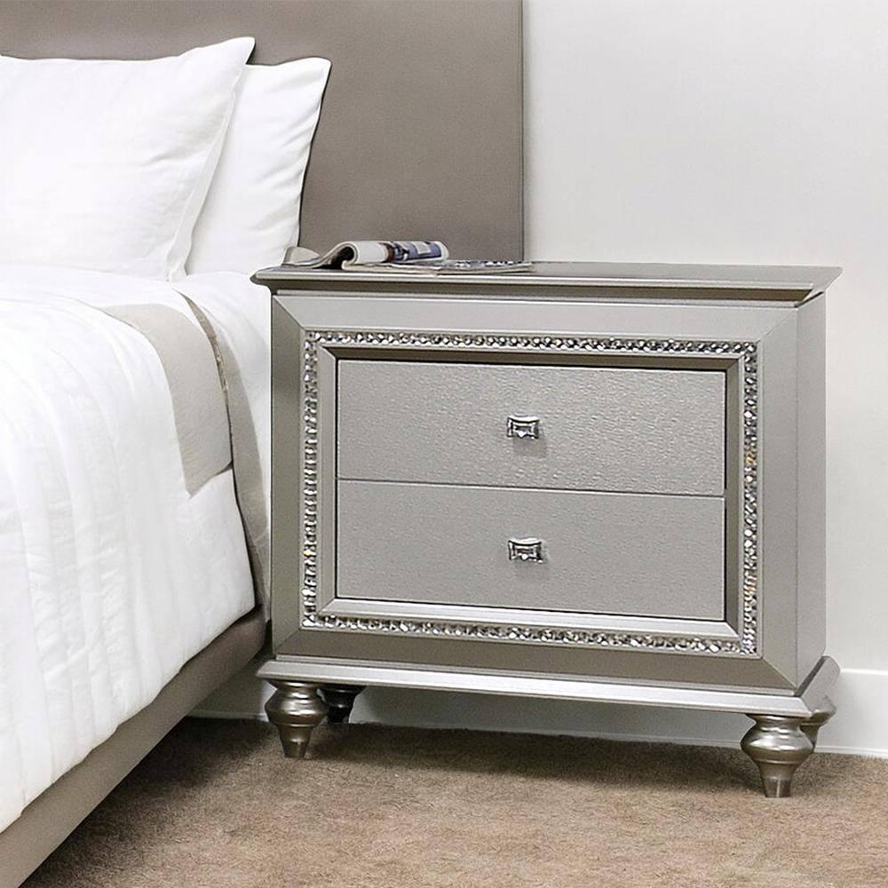 ACME Kaitlyn 2-Drawer Wooden Nightstand in Champagne White