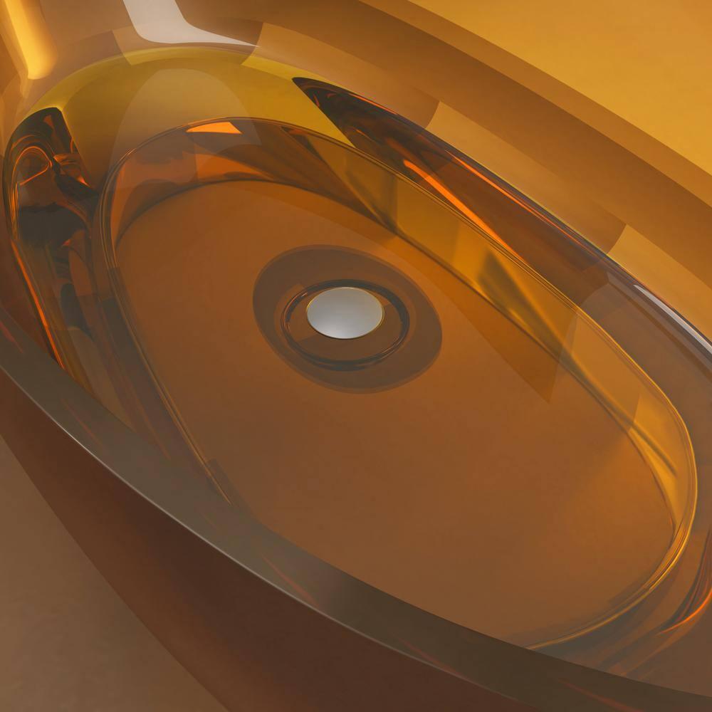 67" x 33.5" Freestanding Soaking Stone Resin Bathtub with Polished Chrome Pop Up Drain