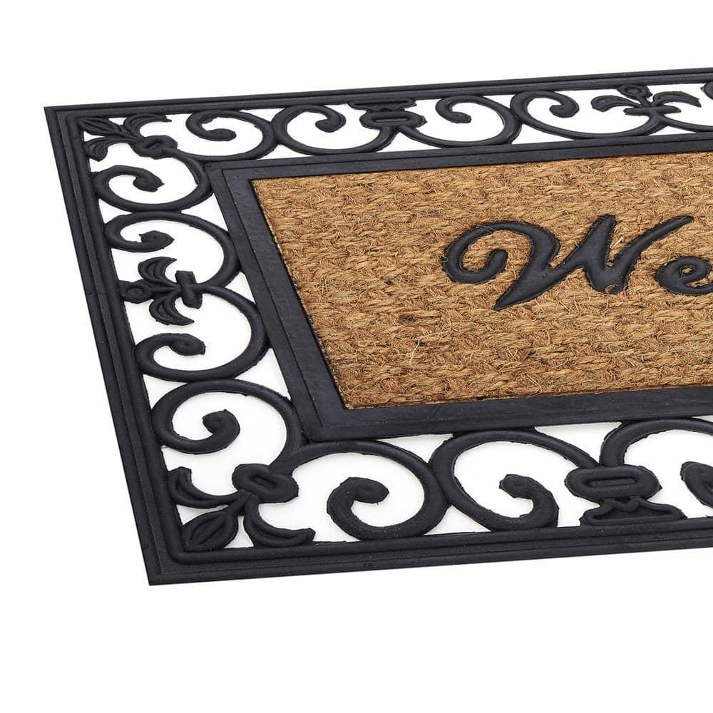 Achim Wrought Iron Rubber Doormat Fleur De Lis, 18" x 30"