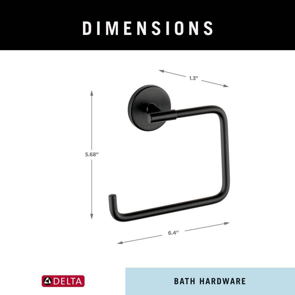 Delta Trinsic (1-Pack) Hand Towel Holder Matte Black Towel Racks for Bathroom Wall Square Towel Ring Holder for Bath Towel Hanger for Kitchen, Bathroom Accessories 759460-BL