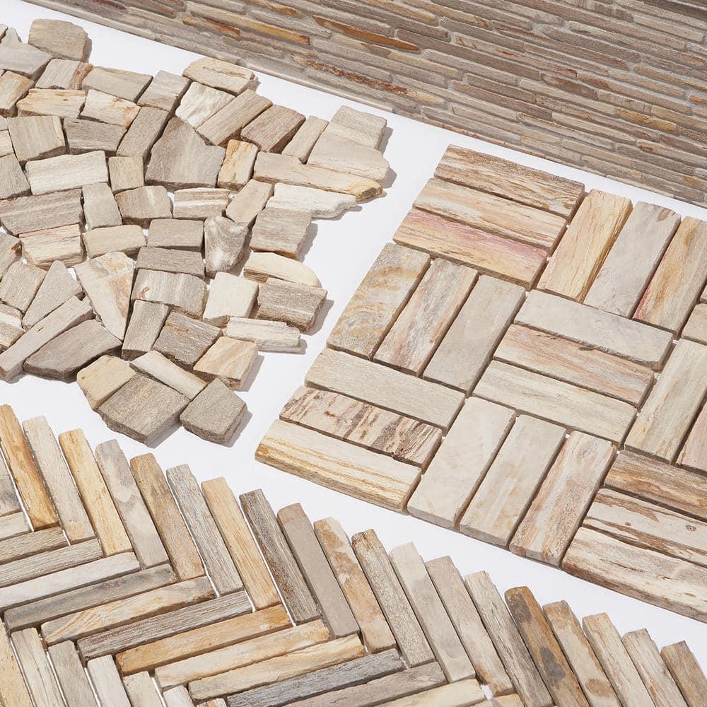 Artmore Tile Petra Brown 11-in x 12-in Tumbled Natural stone Stone look Mosaic Floor and Wall Tile ( 0.95-sq ft Piece )