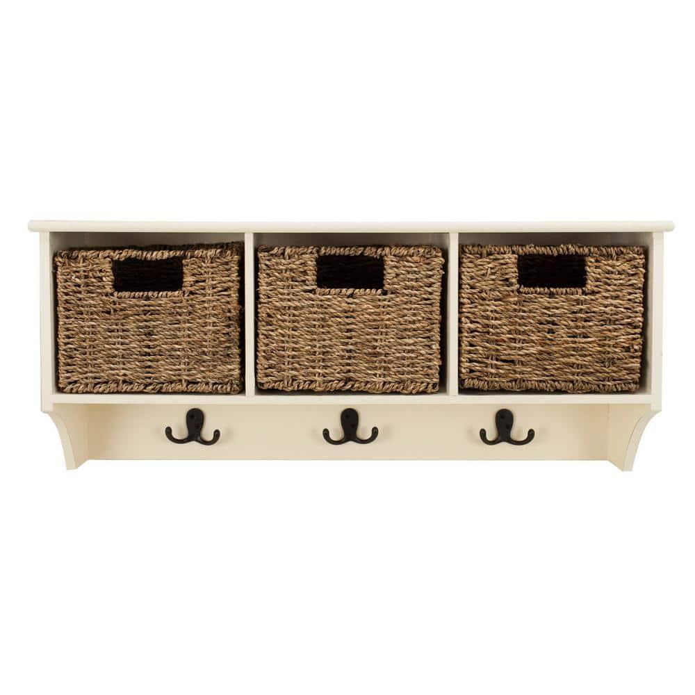 Finley Hanging 3 Basket Wall Rack - White - Safavieh