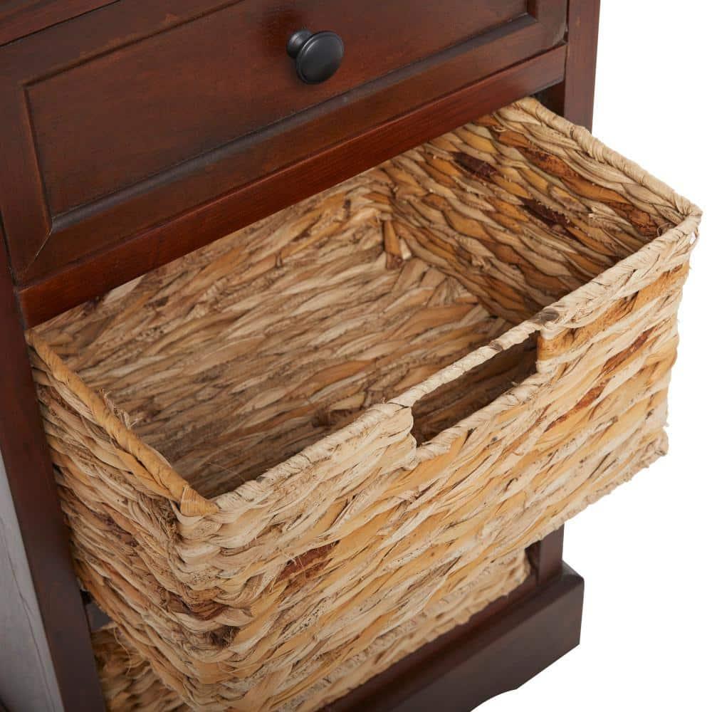 Wooden Side Chest with Wicker Drawers Brown - Olivia & May