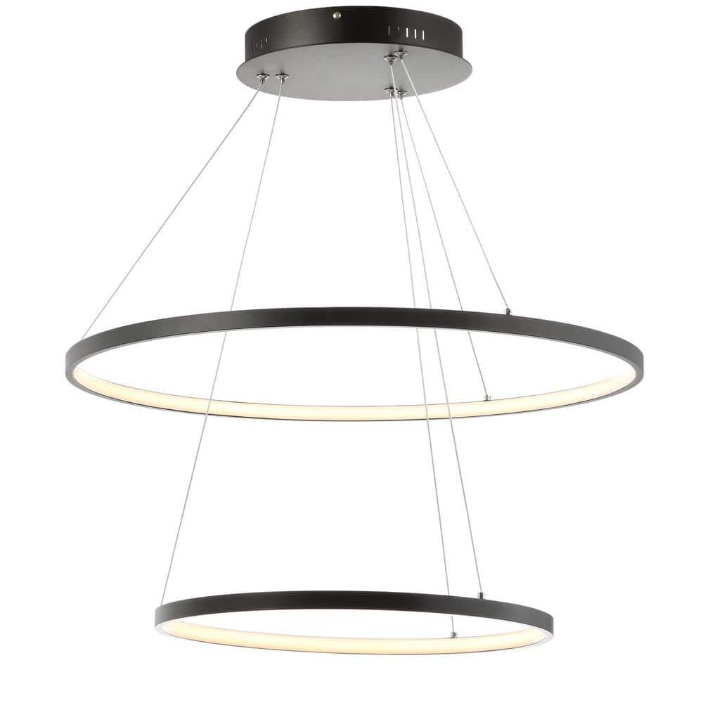 Brice 24" Round Integrated LED Metal Pendant, Matte Black