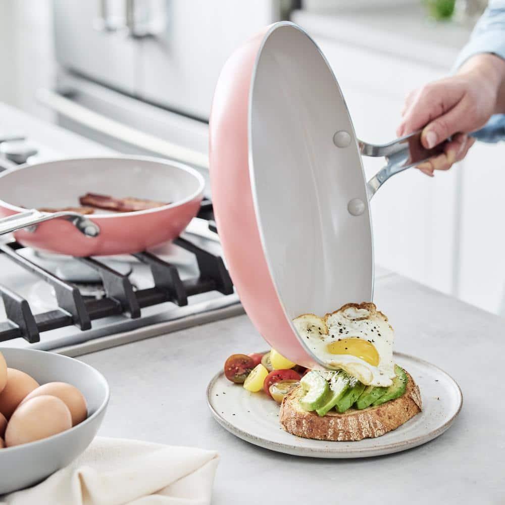 Coral Ceramic Nonstick Frying Pan Set with Stainless Steel Handles