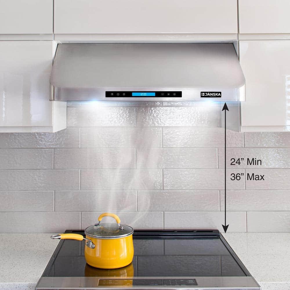 36" 900CFM Ducted Under Cabinet Range Hood in Stainless Steel with Remote Control and 2 LED Lights