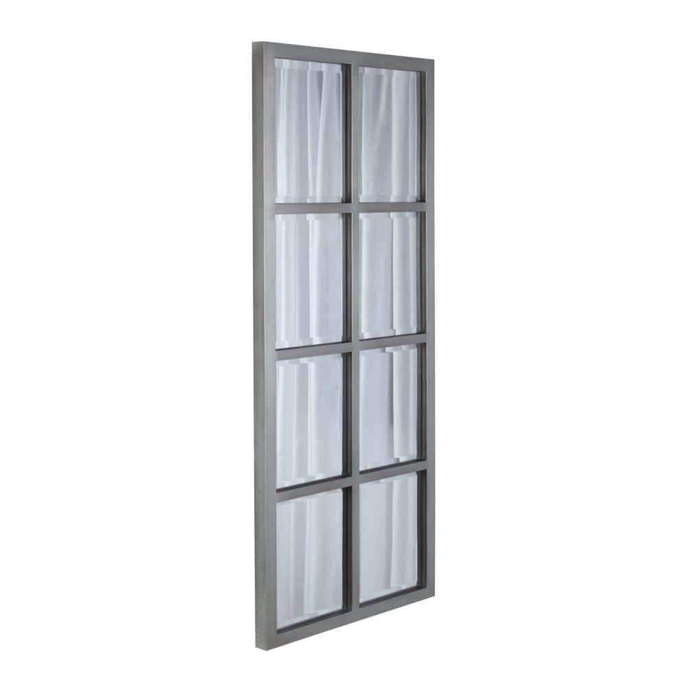 17" x 42" Stryker Windowpane Framed 8-Pane Wall Mirror Silver - Kate and Laurel: Beveled, Easy Mount