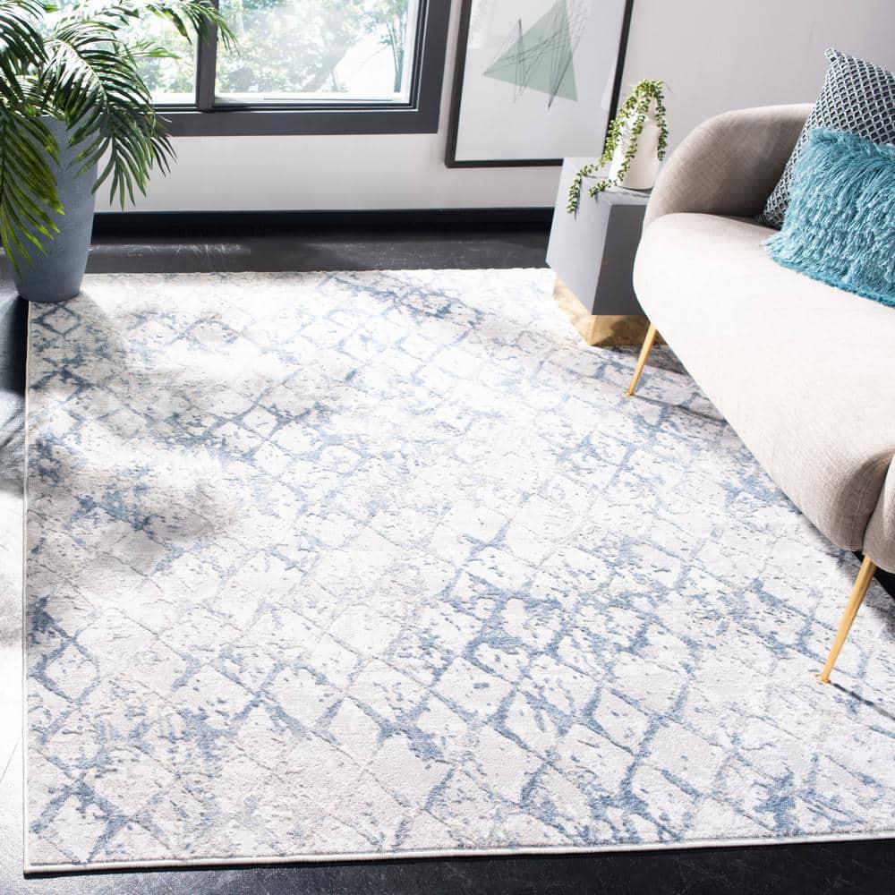 SAFAVIEH Amelia Roslyn Abstract Distressed Area Rug, Light Grey/Blue, 10' x 14'