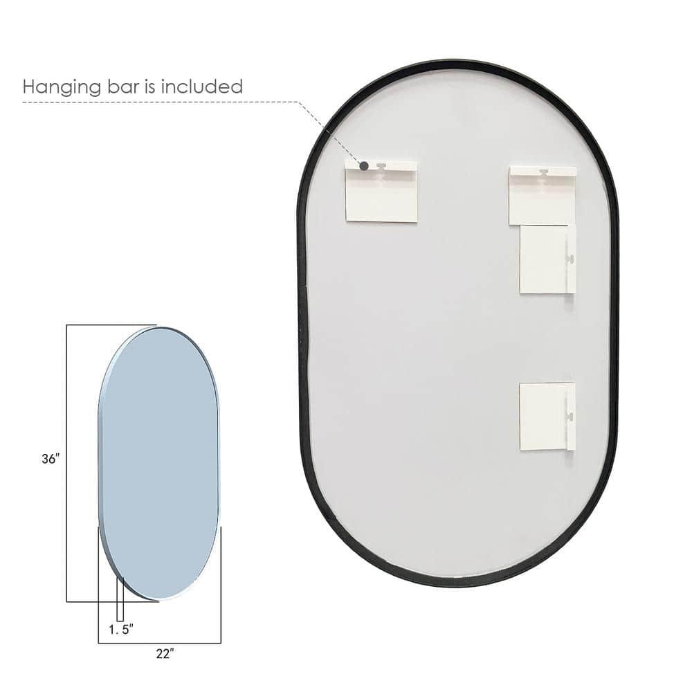 Ispra 36" Oval Bathroom/Vanity Matt Black Aluminum Framed Wall Mirror