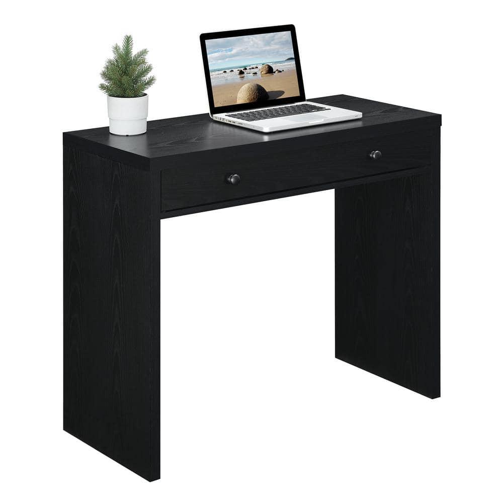 Black 36-Inch Wood Desk with Drawer