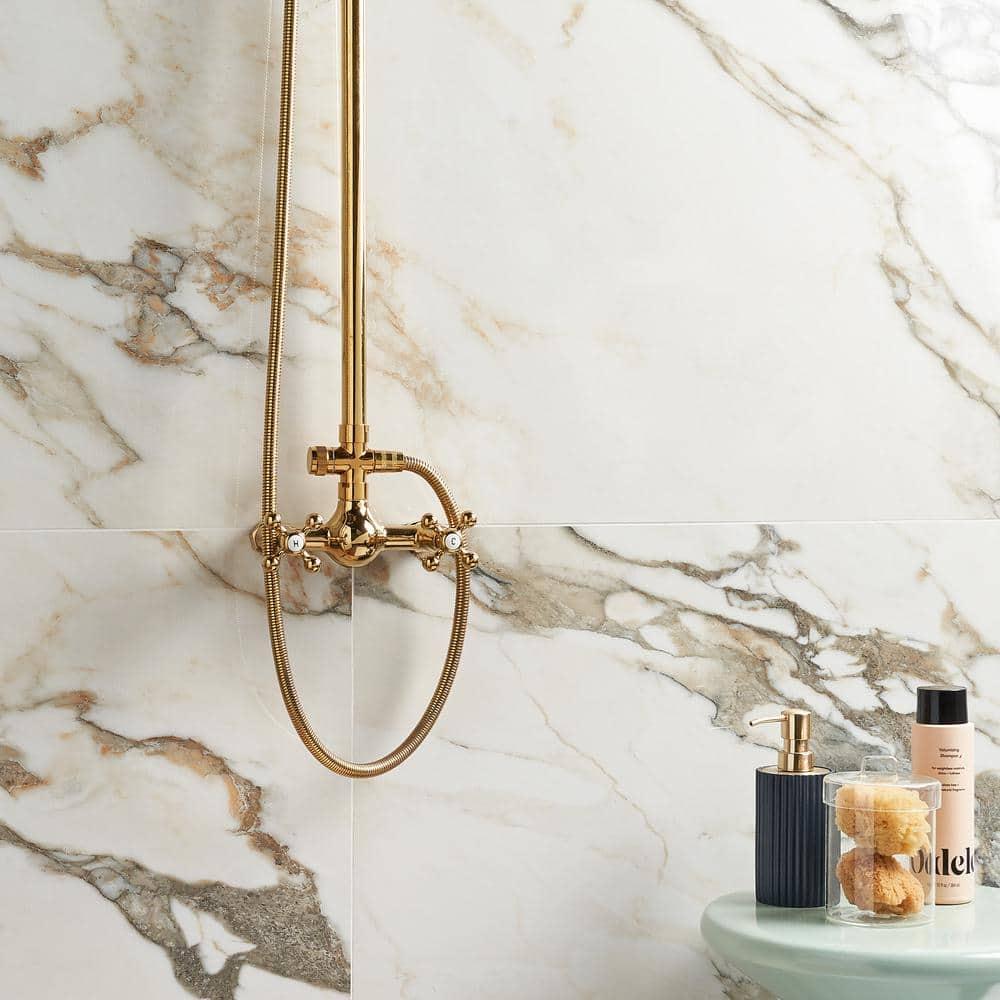 Bond Tile 24" x 47" Polished Marble Look Porcelain Floor and Wall Tile (15.5 Sq. Ft. / Case)