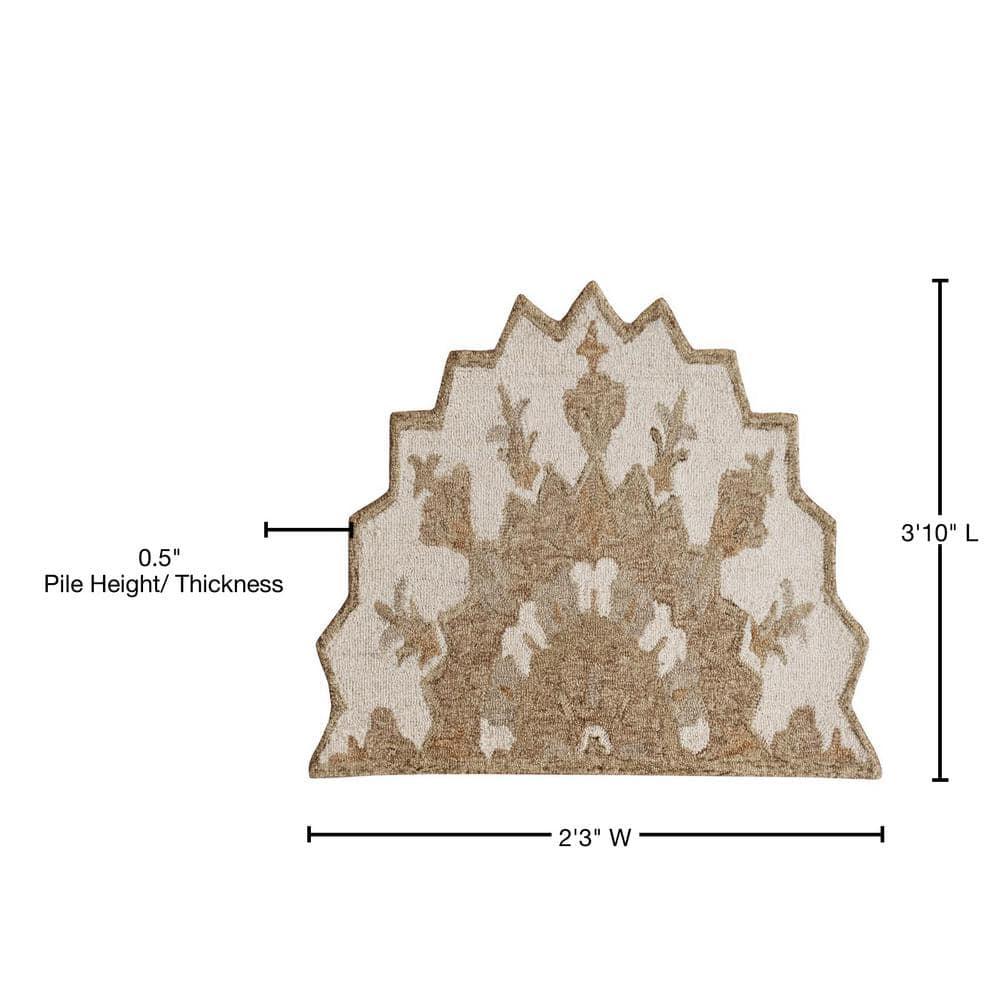 LR Home Daisey 2'3" x 3'10" Beige Classic Medallion Wool Hearth Indoor Area Rug