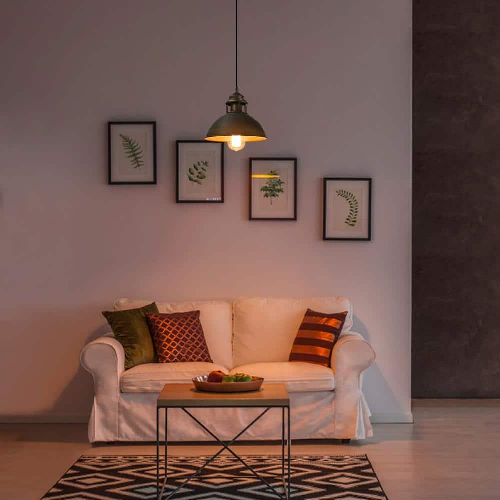 9" Industrial Mini Pendant Light, Brushed Gray Dome Metal Fixture for Kitchen Island or Dining