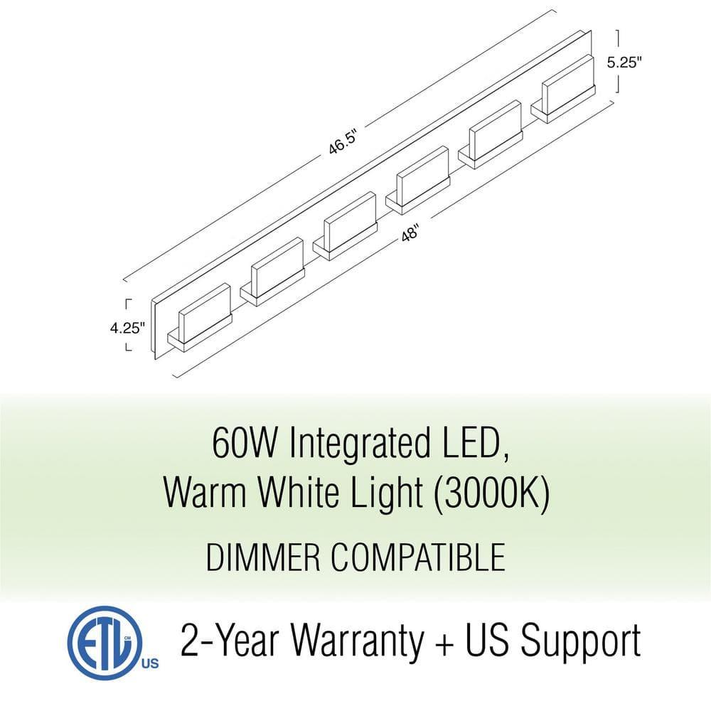Kira Home Everett 48" 60W Integrated LED Bathroom / Light, Rectangular Acrylic Lenses, 3000k Light, Oil Rubbed Bronze