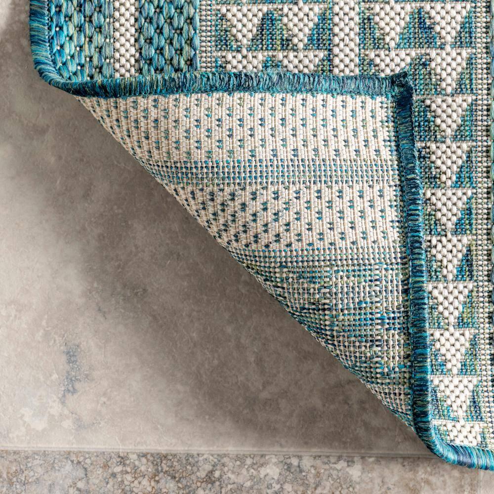 nuLOOM 5' x 8' Outdoor Geometric Area Rug, Stain Resistant, Weather Resistant, High Traffic, Patio, Balcony, Outside, Ranya Teal