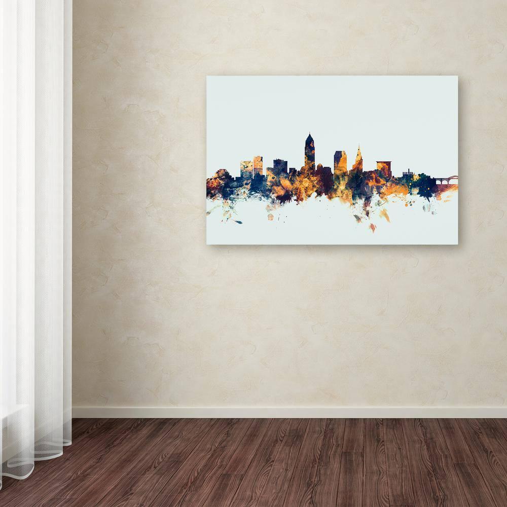 Trademark Fine Art -Michael Tompsett 'Cleveland Ohio Skyline Blue' Canvas Art