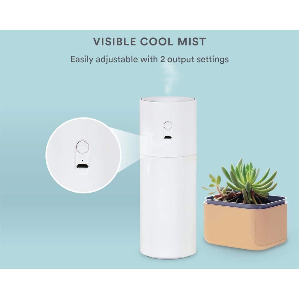 Homedics Portable Ultrasonic Humidifier, Cordless, Desktop, Travel, up to 10-Hour Runtime, Visible Quiet Cool Mist, White