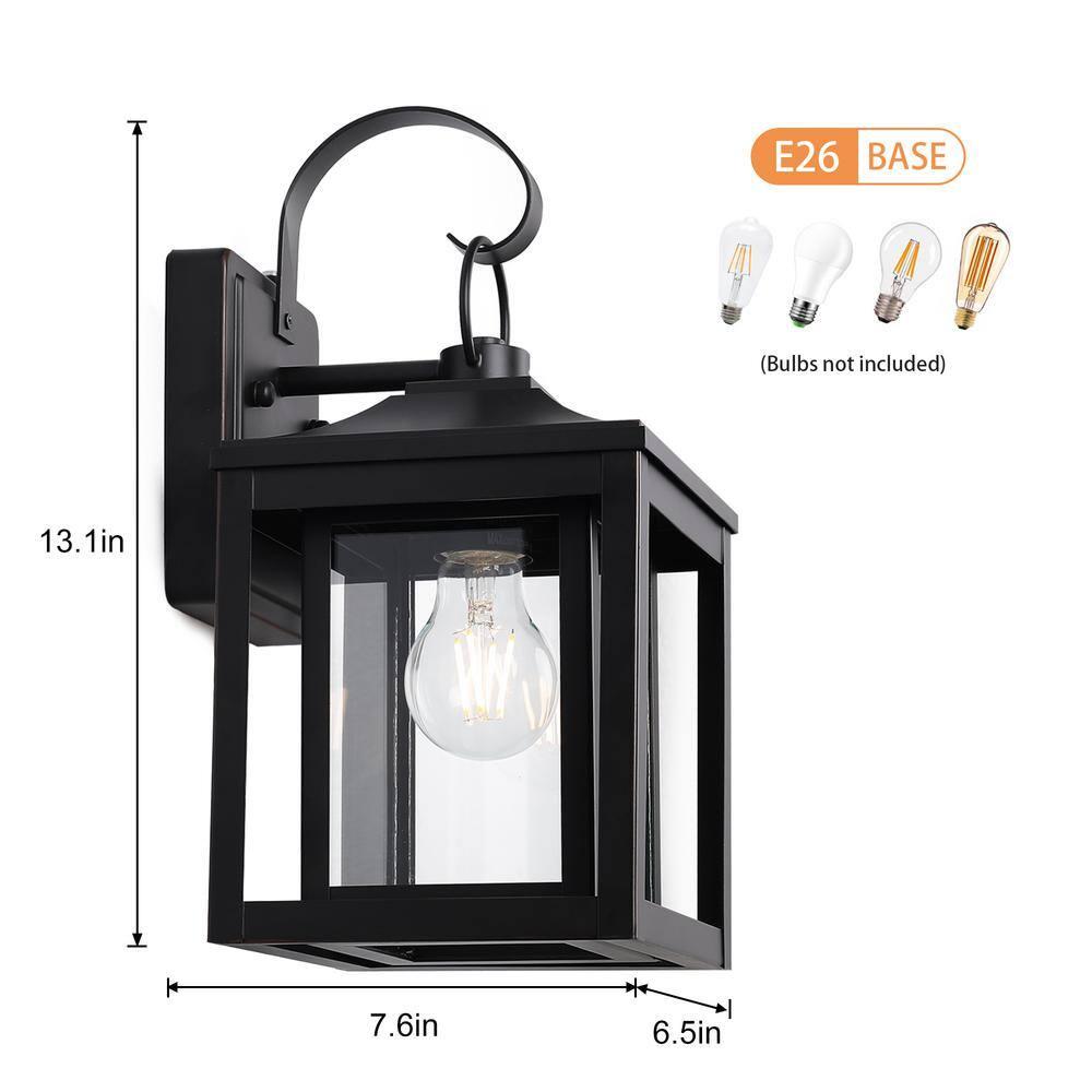 LamQee 1-Light 13"H Aluminum Outdoor Wall Lantern with Dusk to Dawn