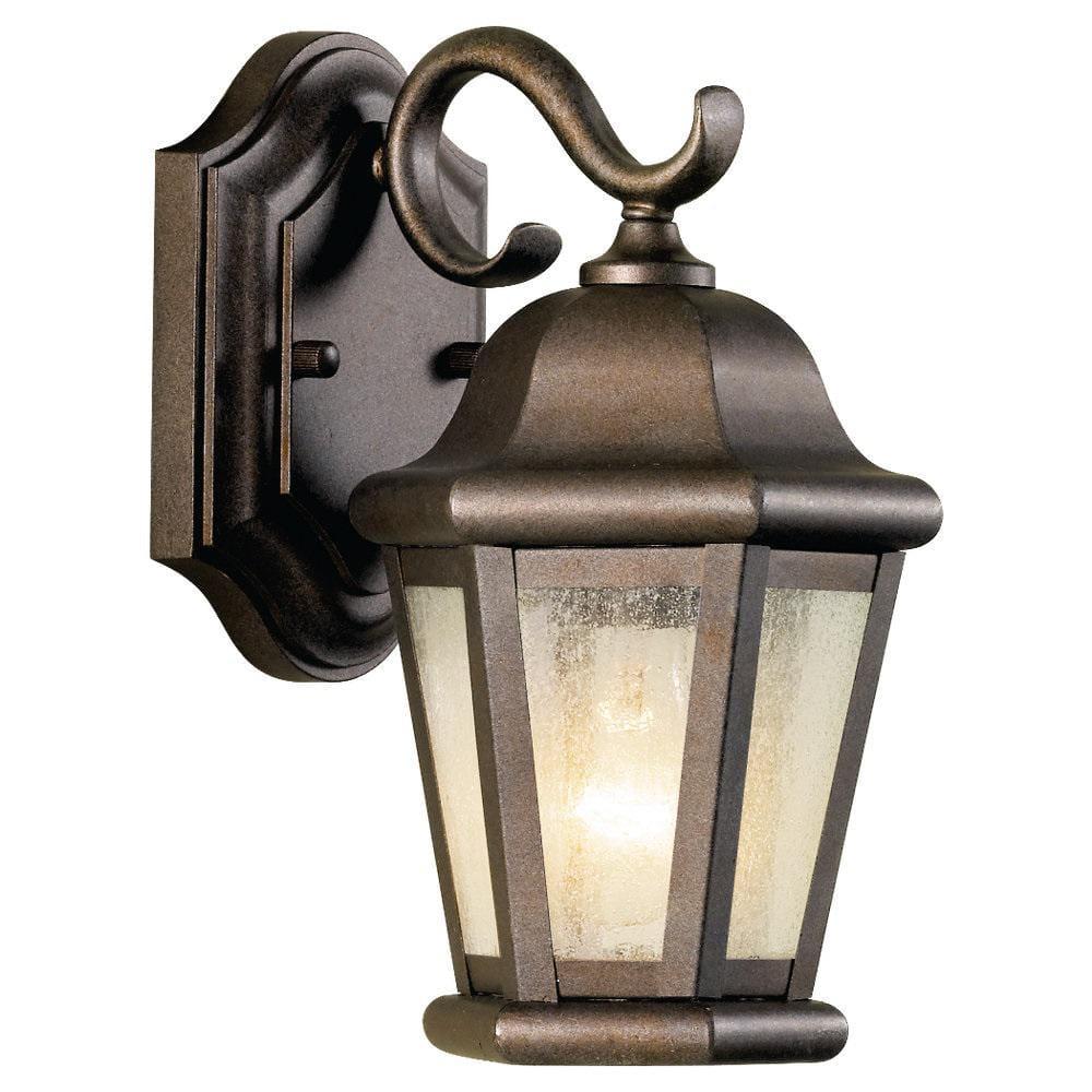 Martinsville 6.25 in. W 1-Light Corinthian Bronze Outdoor 10.75 in. Wall Lantern Sconce w/Clear Seeded Glass Panels