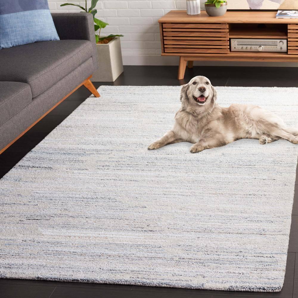 Abstract ABT877 Handmade Tufted Accent Rug - Beige/Blue - 3'-0" x 5'-0" - Safavieh