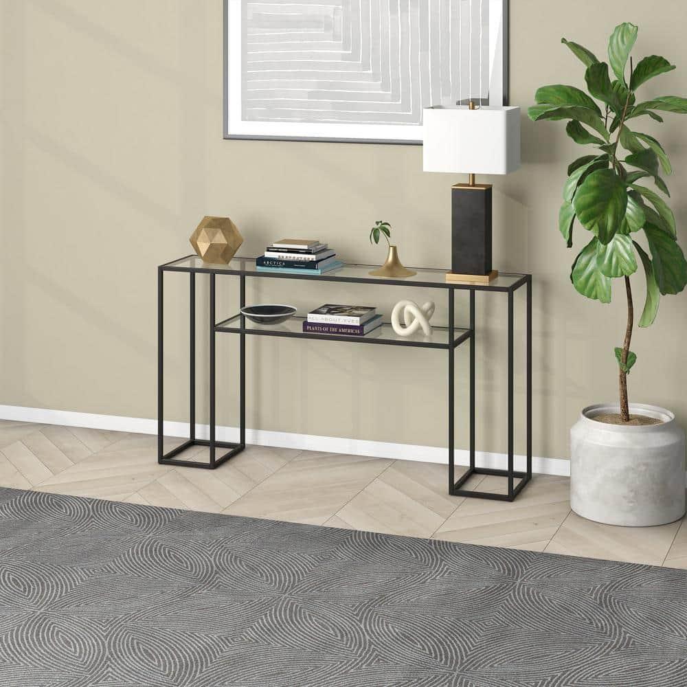 Evelyn&Zoe Marilyn 55" Wide Rectangular Console Table, Blackened Bronze