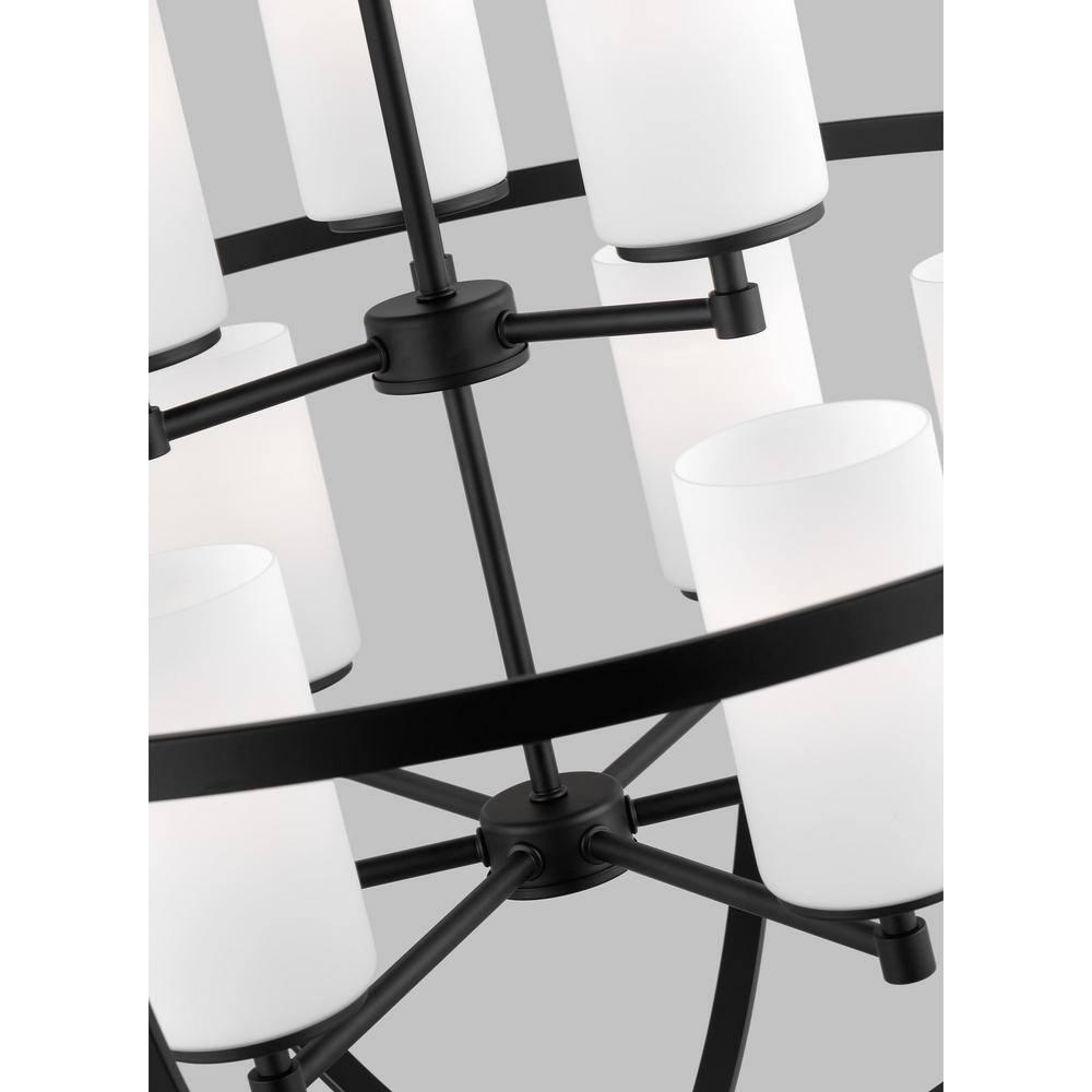 Generation Lighting Alturas 9 -Light Matte Black Modern/contemporary For Use in Dining Rooms, Foyers, Living Rooms Chandelier