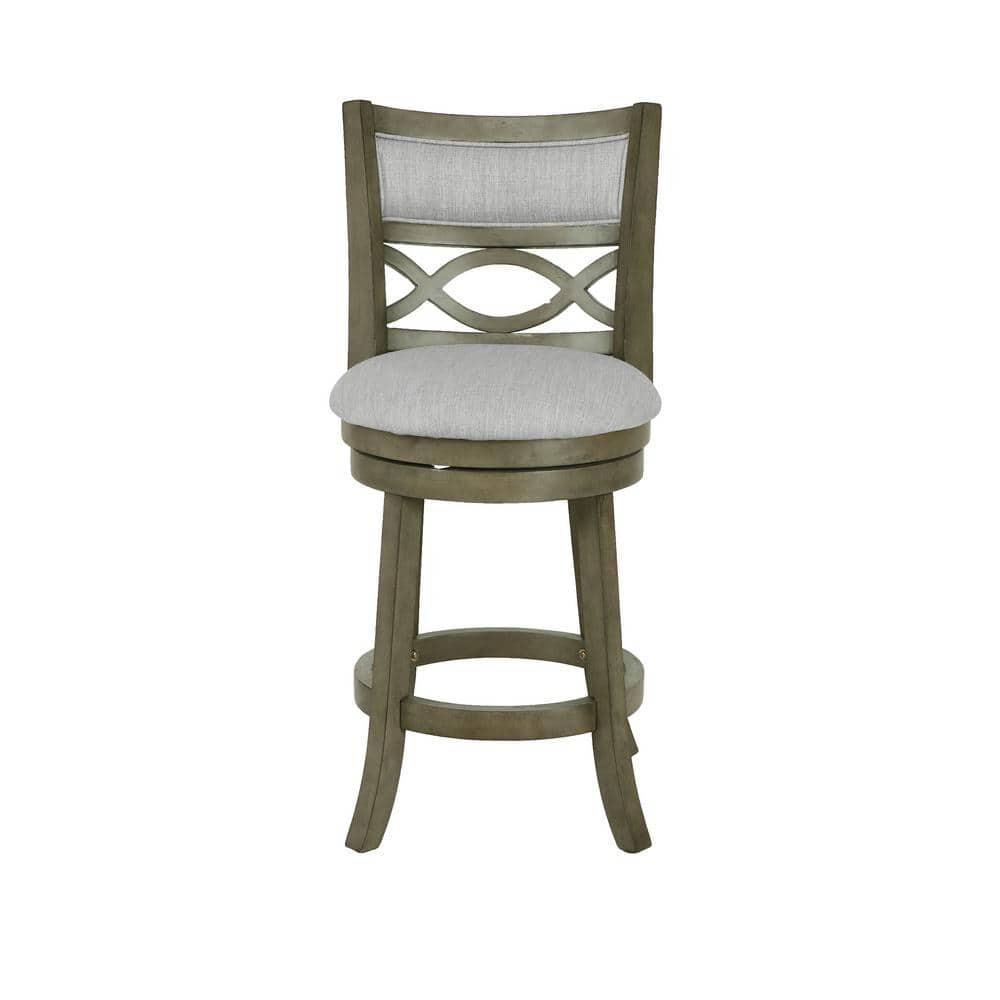 New Classic Furniture,Manchester 24" Solid Wood Counter Stool With Fabric Seat In Ant Gray