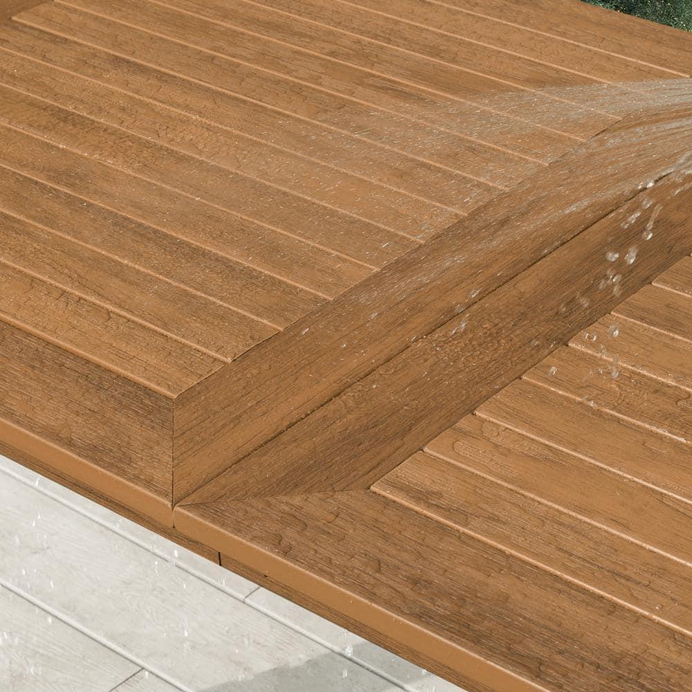 7-Piece Brown Recycled Plastic HDPS Outdoor Dining Set All Weather Indoor Outdoor Patio Table and Chairs with Armrest