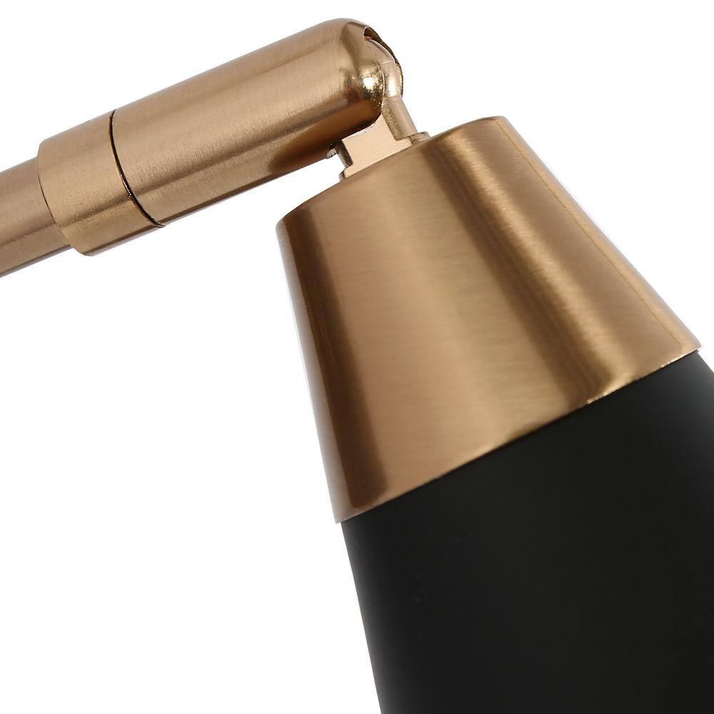 Flumie 1-Light Industrial Black Indoor Wall Sconce Modern Brass Vanity Light Adjustable Head with Cone Metal Shade