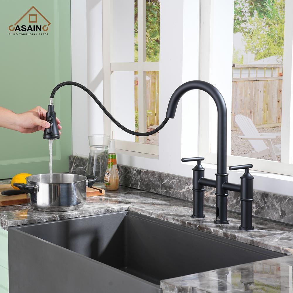 CASAINC 1.8 GPM Single-Handle Spring Pull-Down Kitchen Faucet Single Hole Faucet