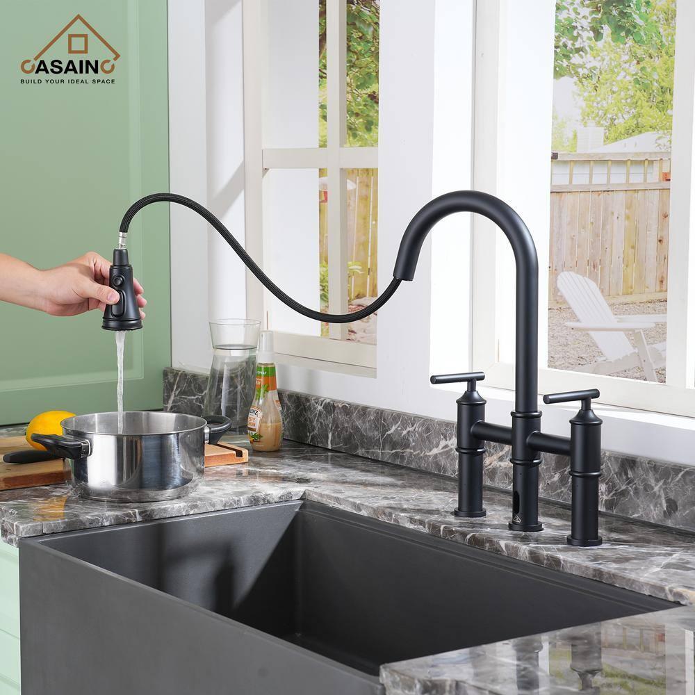 CASAINC 1.8 GPM Single-Handle Spring Pull-Down Kitchen Faucet Single Hole Faucet