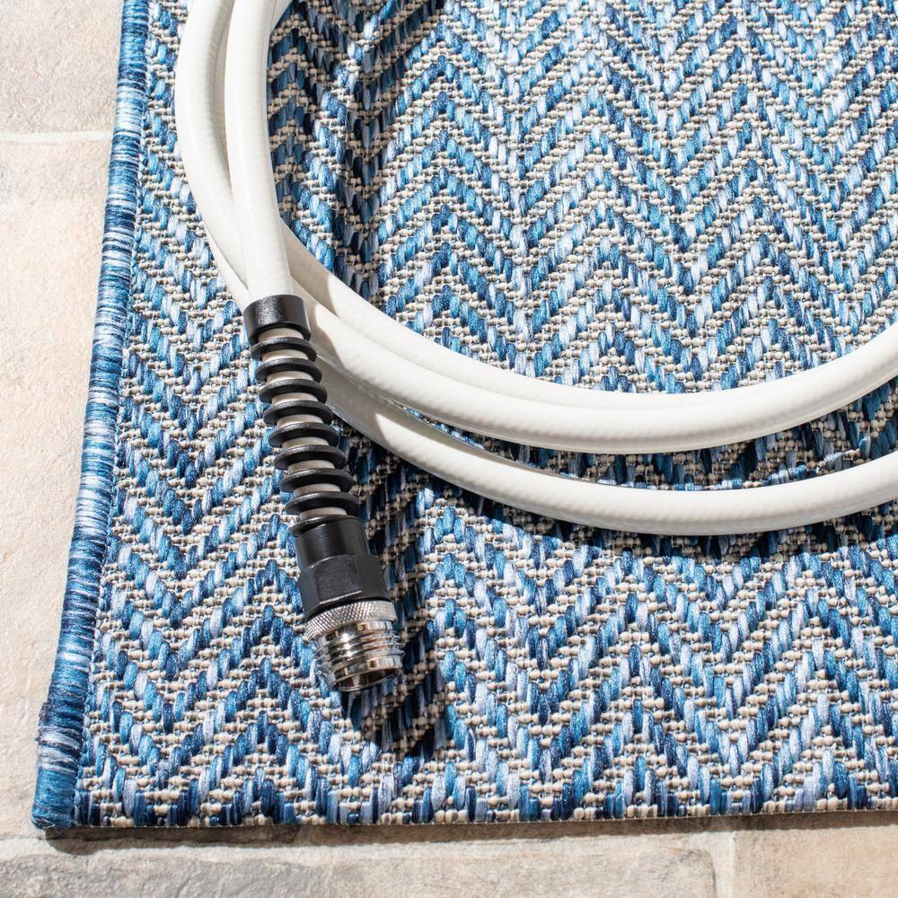 Courtyard CY8022 Power Loomed Indoor and Outdoor Runner Rug - Navy/Grey - 2'3"x5' - Safavieh