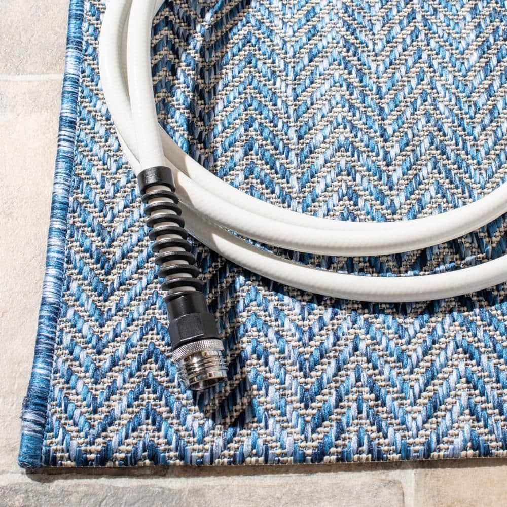 Courtyard CY8022 Power Loomed Indoor and Outdoor Area Rug - Navy/Grey - 5'3"x7'7" - Safavieh