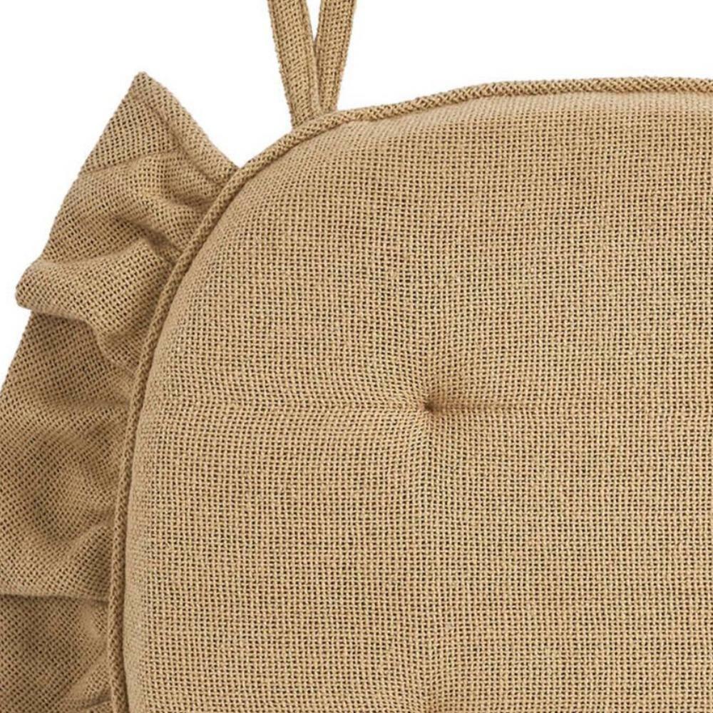 VHC Brands Chair Pad 16.5x18, Cotton Dining Room, Kitchen Chair Pads, Seat Cushion with Ties, Tucked, Burlap Natural Collection, Rectangle 16.5x18, Natural