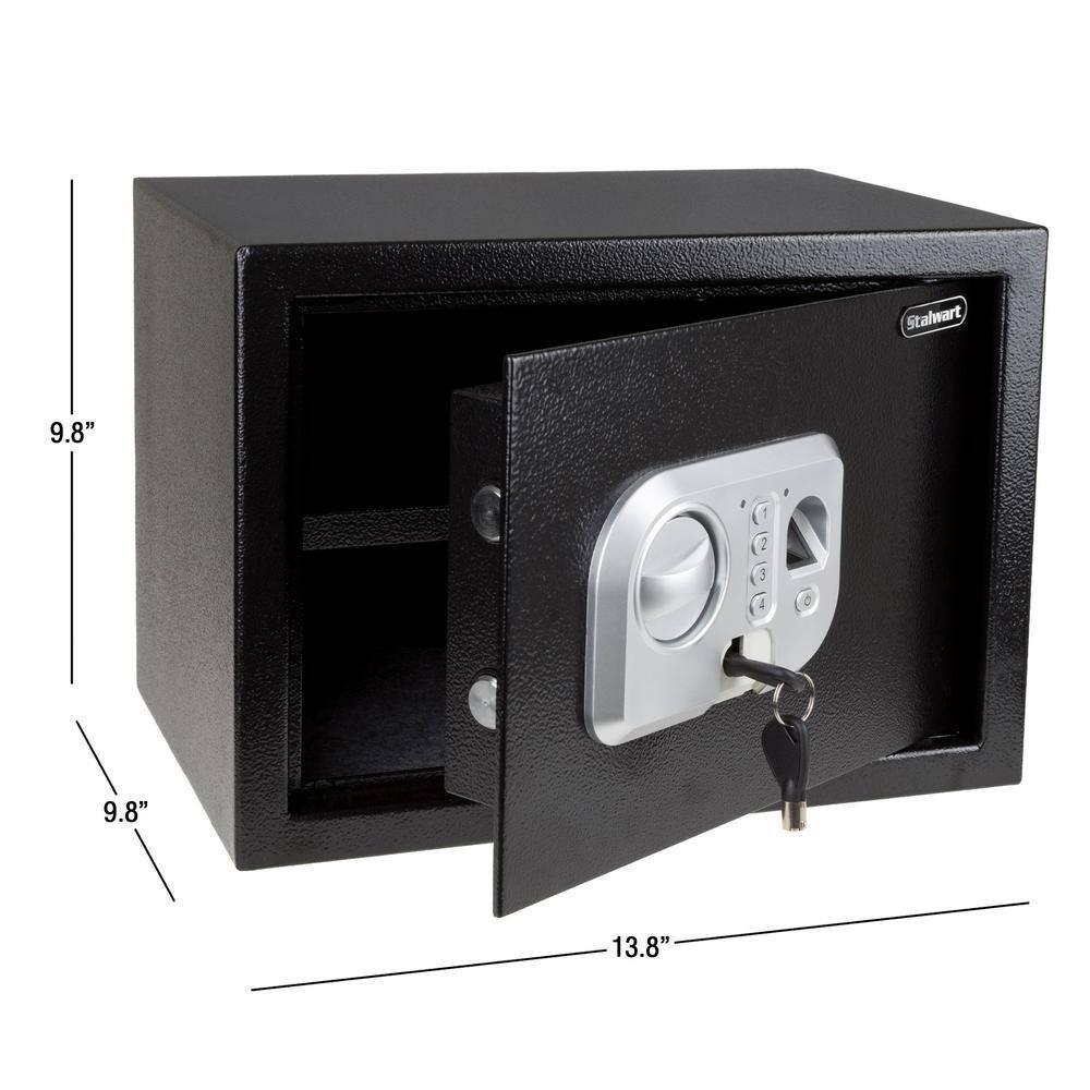 Stalwart Stalwart Electronic Safe - Digital Biometric Fingerprint Lock Box with 2 Override Keys (Black)
