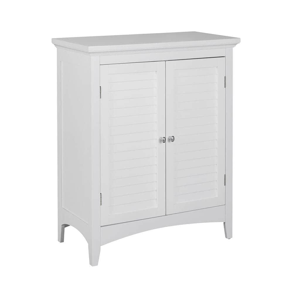 White Engineered Wood Bathroom Floor Cabinet with Adjustable Shelving